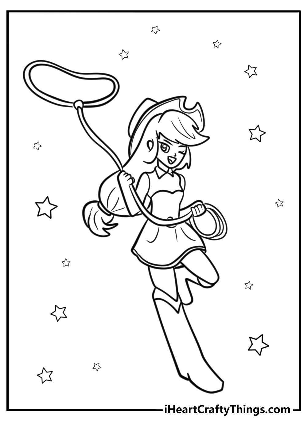 Applejack with her lasso detailed coloring sheet