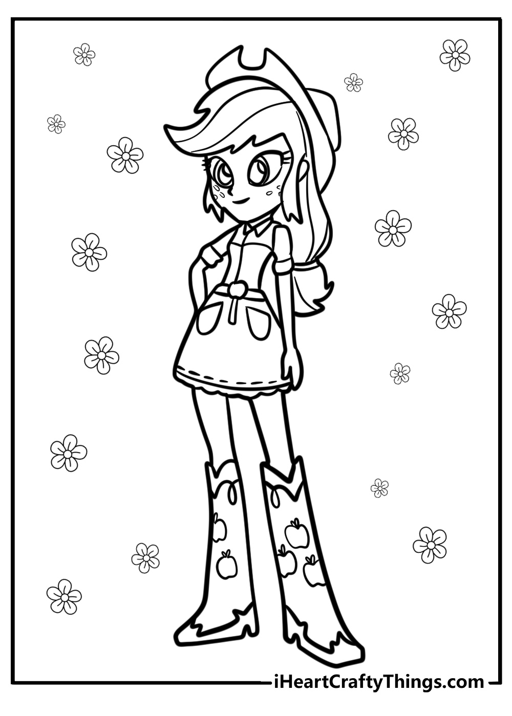 Applejack with her trusty boots fun coloring sheet