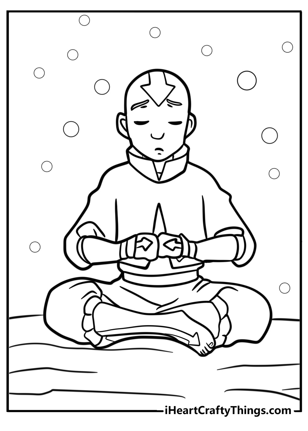 Avatar aang in meditation fun coloring sheet