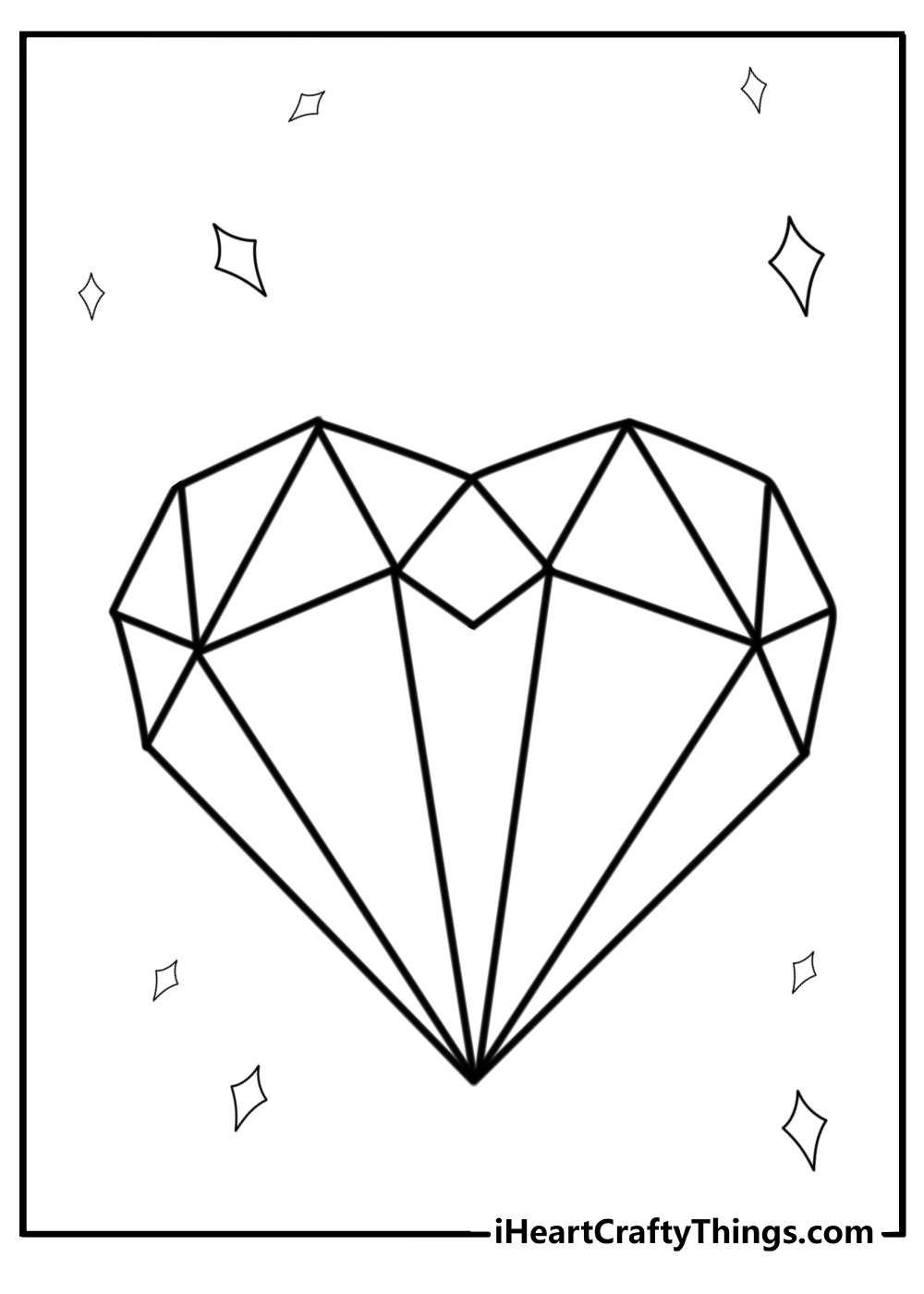 Beautiful heart shaped diamond coloring page