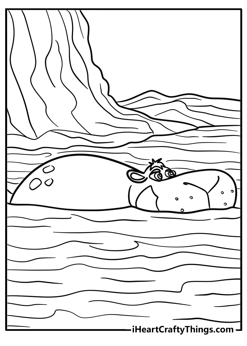 Beshte swimming in the river detailed coloring sheet