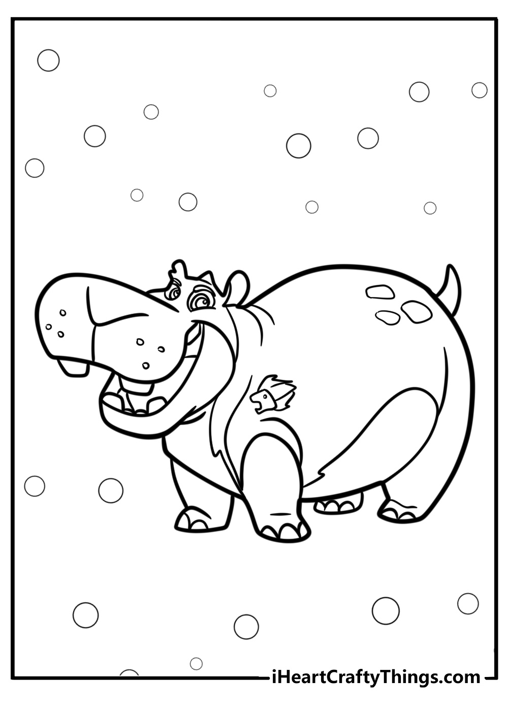 Beshte the hippo smiling coloring page