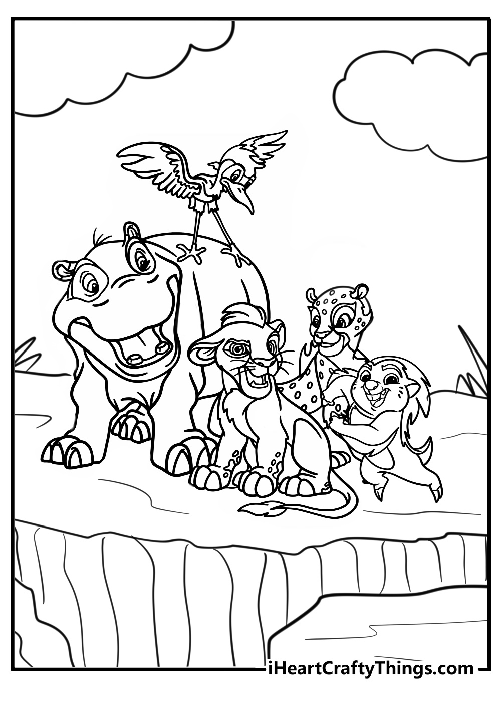 Beshte walking through the pride lands free coloring page pdf