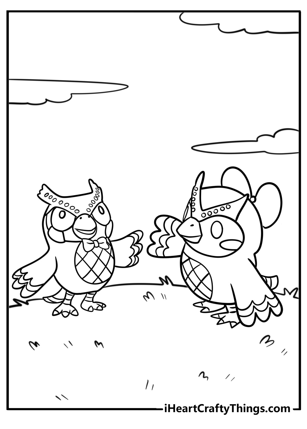 Blathers and celeste together printable coloring page