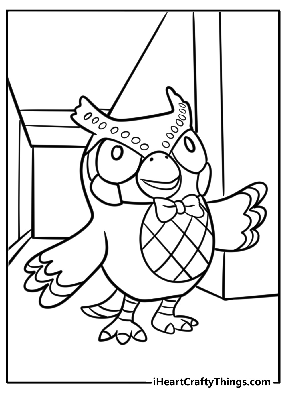 Blathers the owl in the museum fun coloring sheet