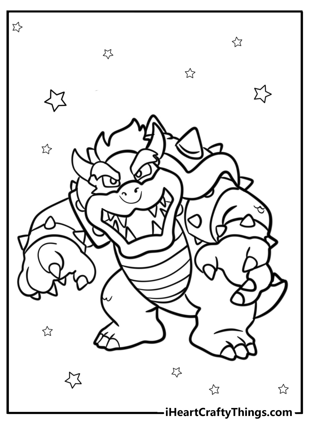 Bowser ready for battle printable coloring page