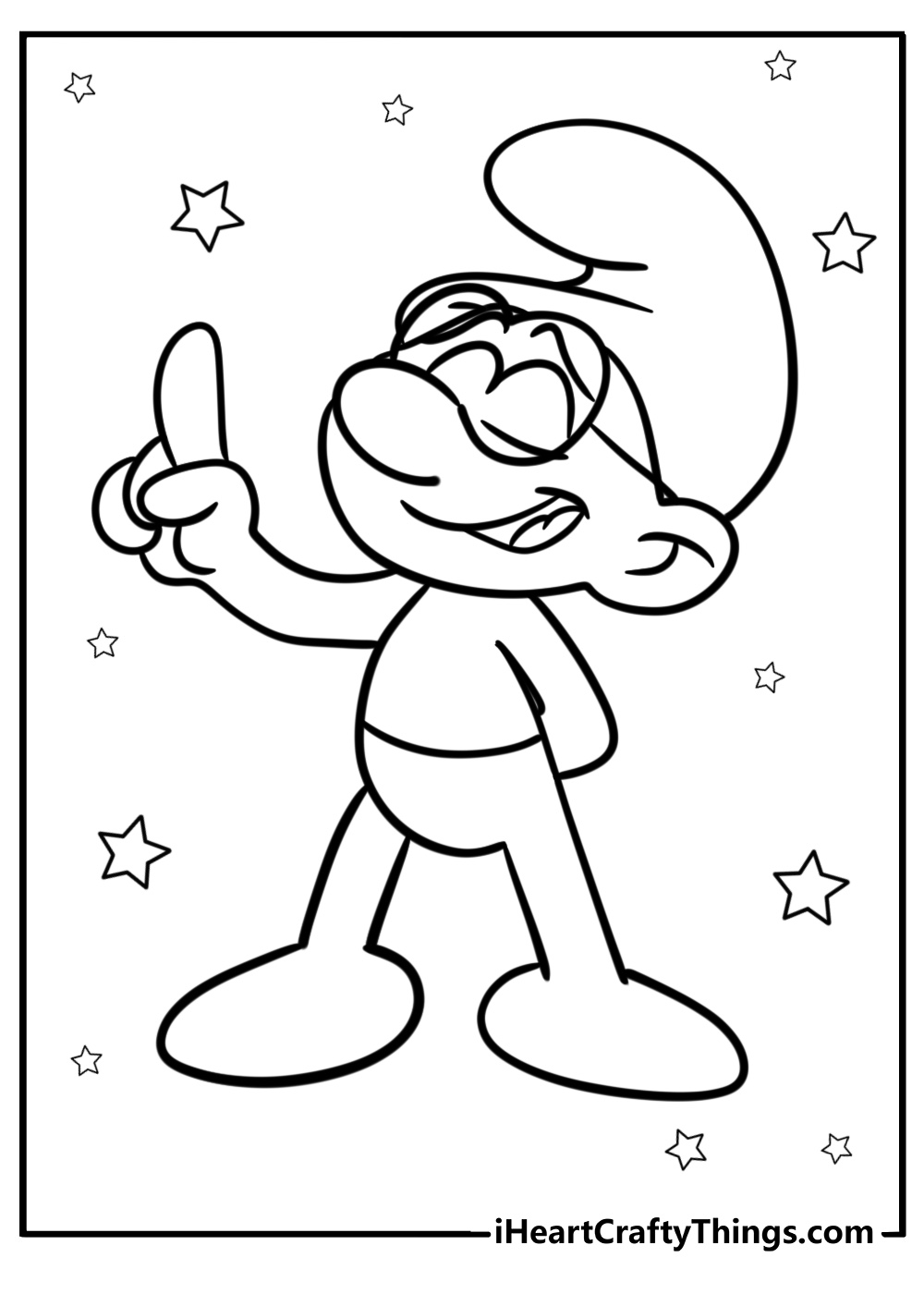 Brainy smurf giving a speech printable coloring page