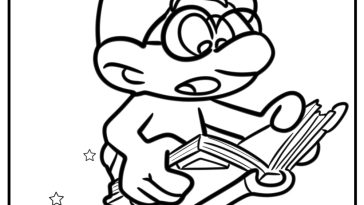 Brainy smurf reading a book free coloring page pdf