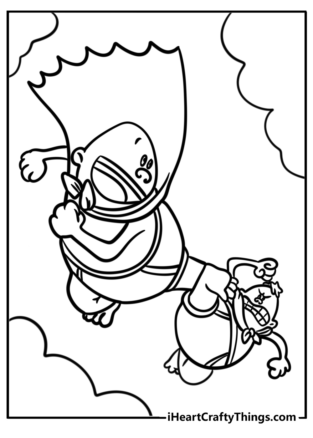 Captain underpants battling a villain fun printable coloring sheet