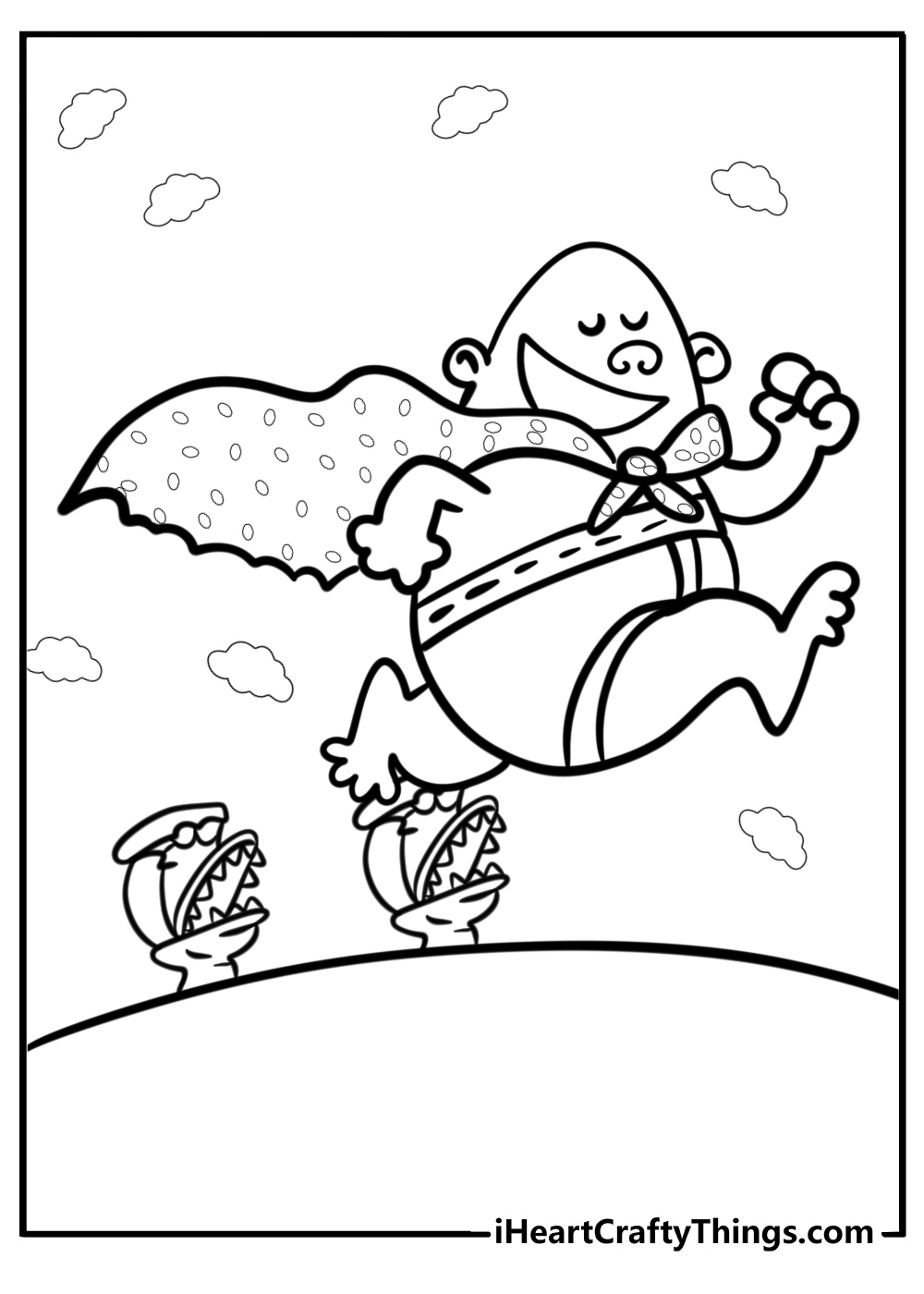 Captain underpants dodging an attack detailed coloring sheet