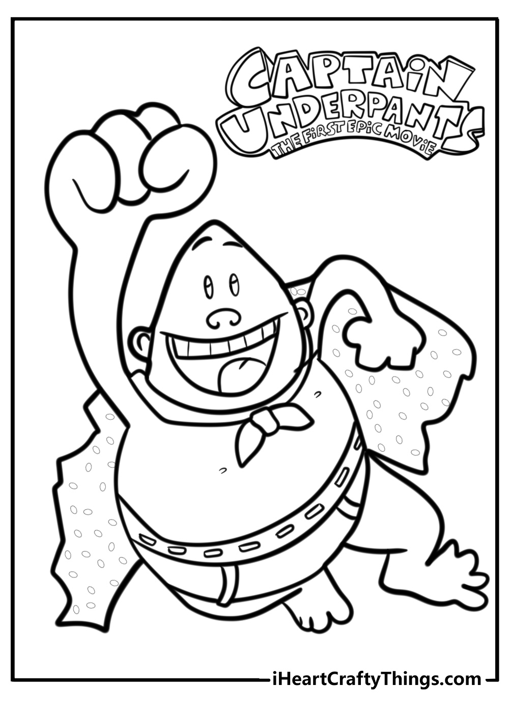 Captain underpants flying through the sky coloring page for kids