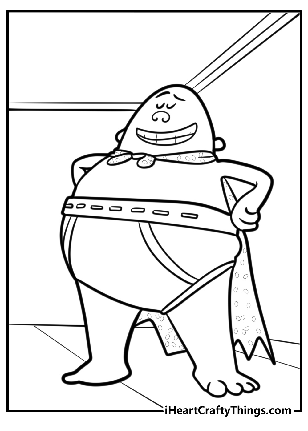 Captain underpants in his iconic superhero pose fun coloring sheet