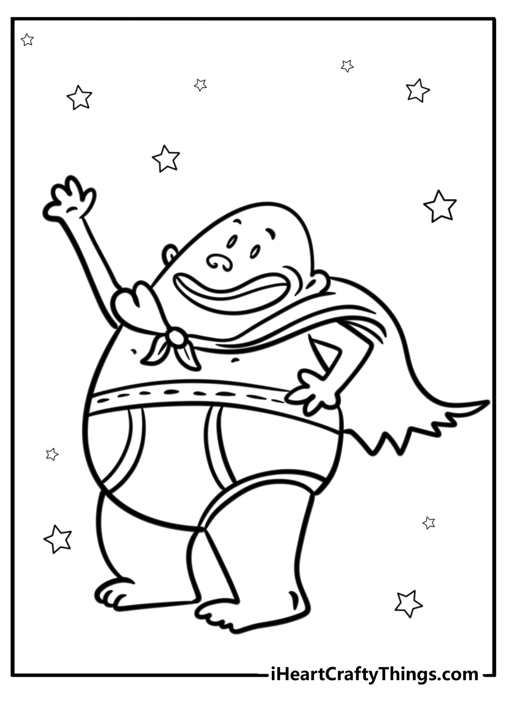 Captain underpants with his fists raised fun coloring sheet for kids