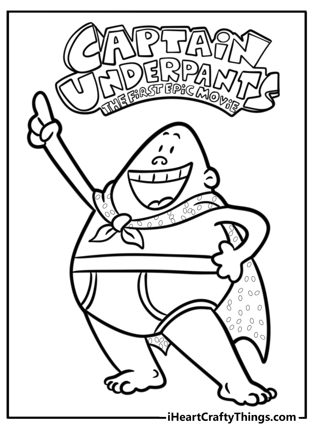 Captain underpants with his red cape coloring page