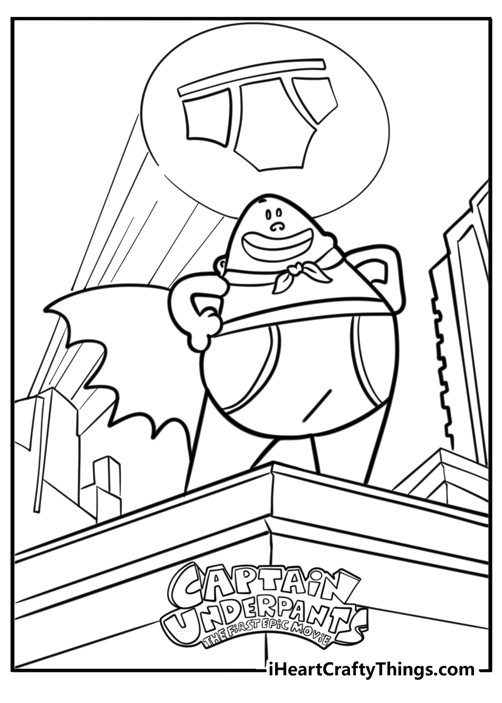 Captain underpants with his waistband visible detailed coloring sheet