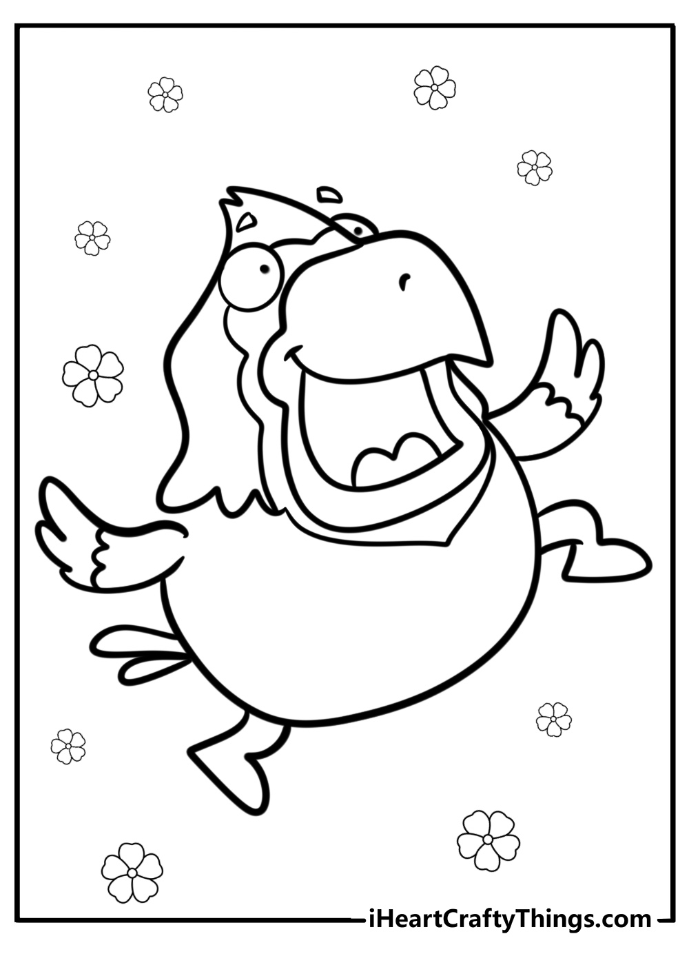 Cartoon cardinal with a smile fun printable coloring sheet