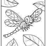 Cartoon dragonfly with big eyes fun coloring sheet