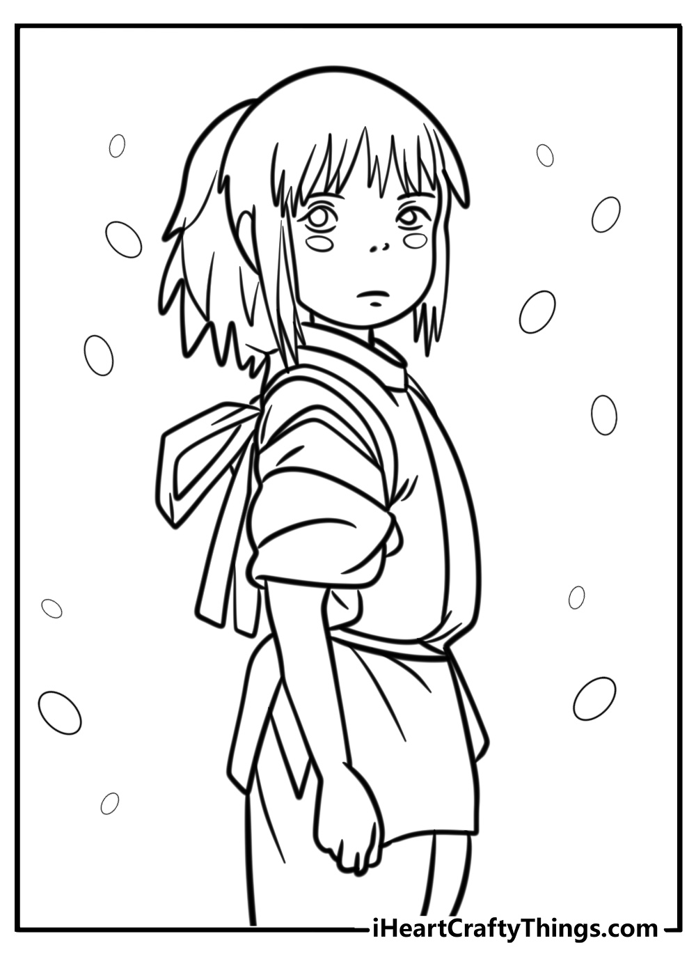 Chihiro from spirited away detailed studio ghibli coloring sheet