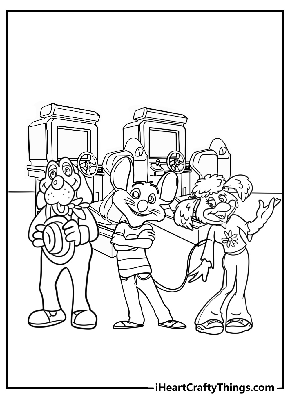 Chuck e cheese and friends at the arcade fun printable sheet