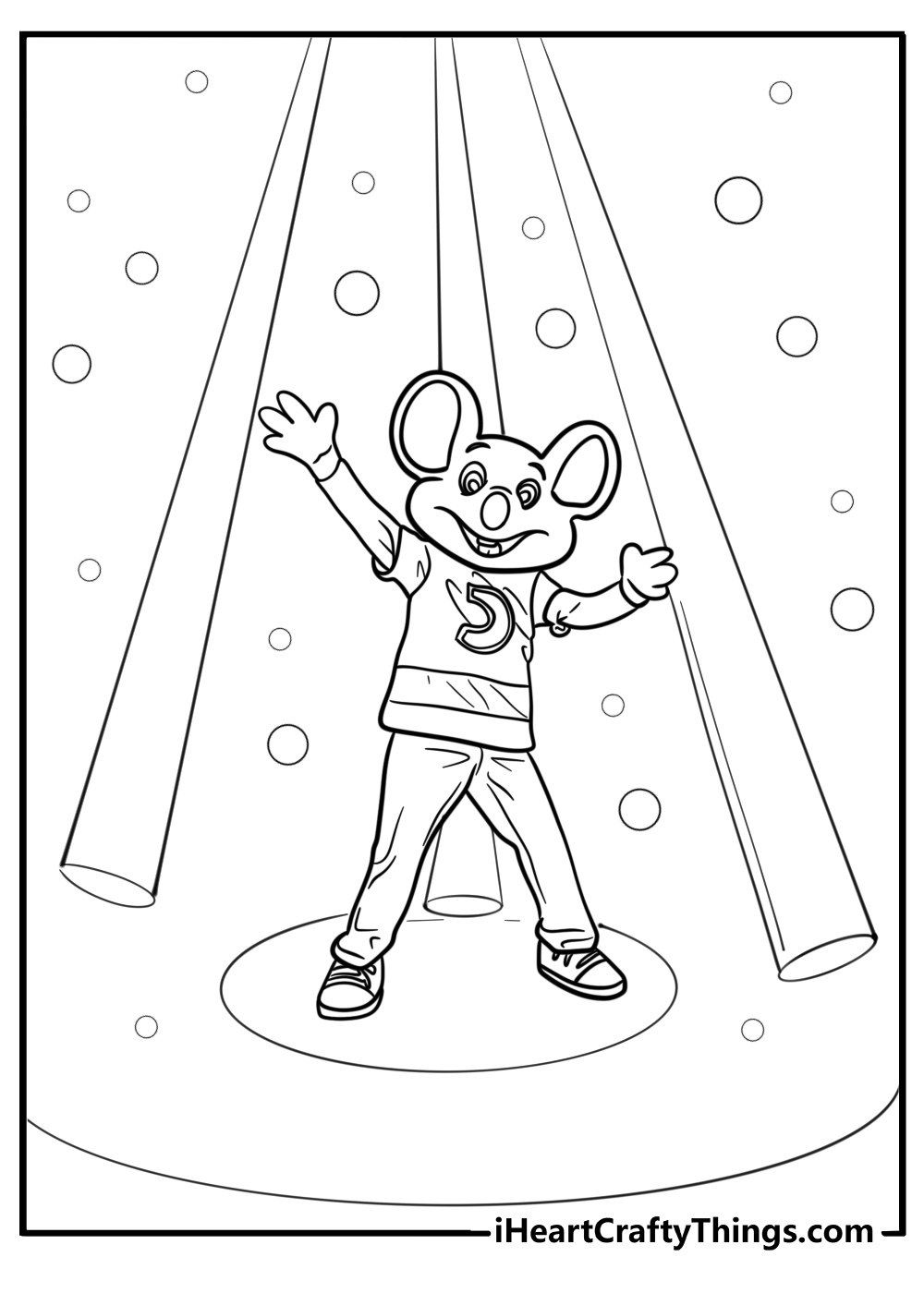 Chuck e cheese dancing with lights printable coloring page