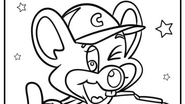 Chuck e cheese giving a thumbs up coloring page for kids