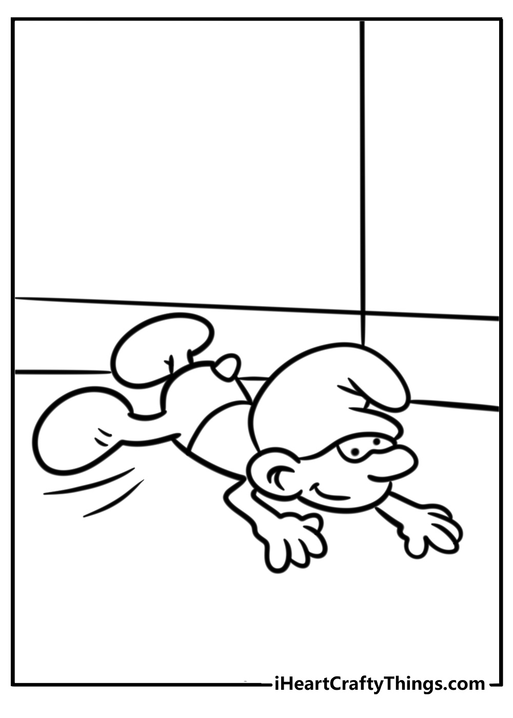 Clumsy smurf falling down free coloring page pdf