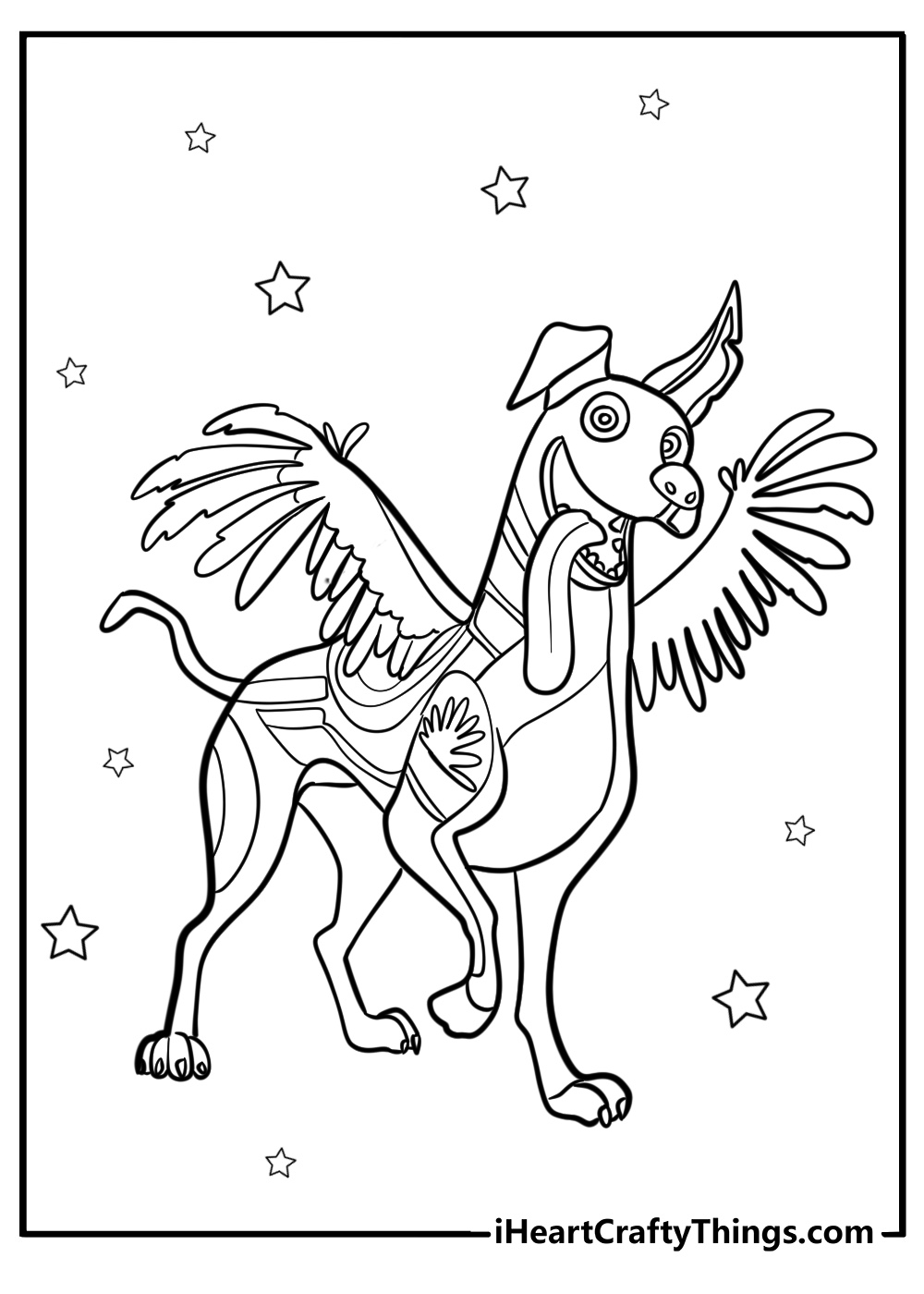 Dante transforming into an alebrije fun coco coloring sheet