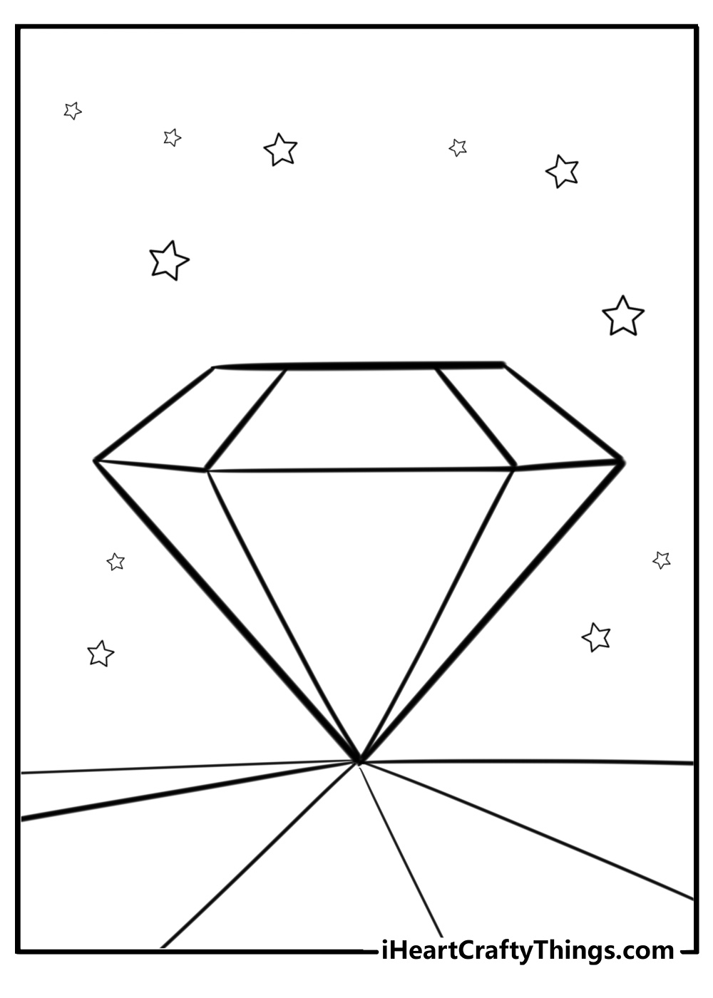 Diamond glowing under the light fun printable coloring sheet