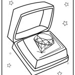 Diamond in a jewelry box printable coloring page