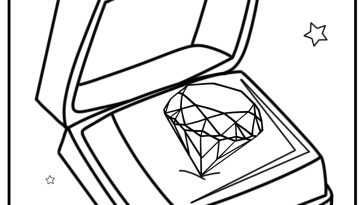 Diamond in a jewelry box printable coloring page