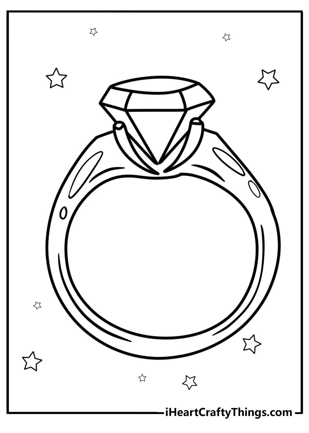 Diamond ring with a large stone fun coloring sheet