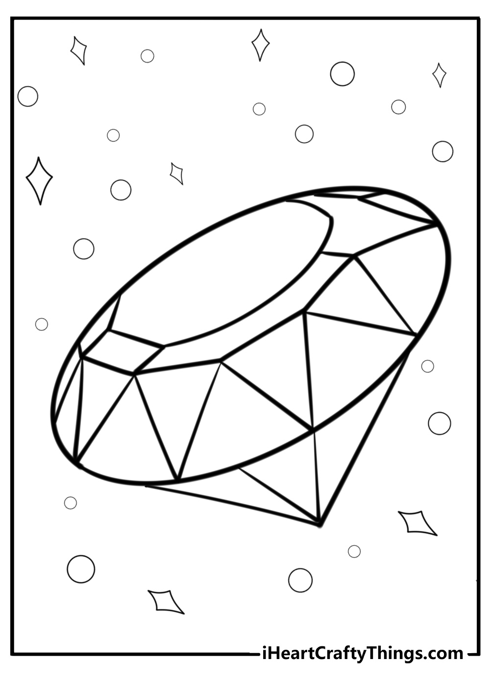 Diamond with rainbow sparkles detailed coloring sheet