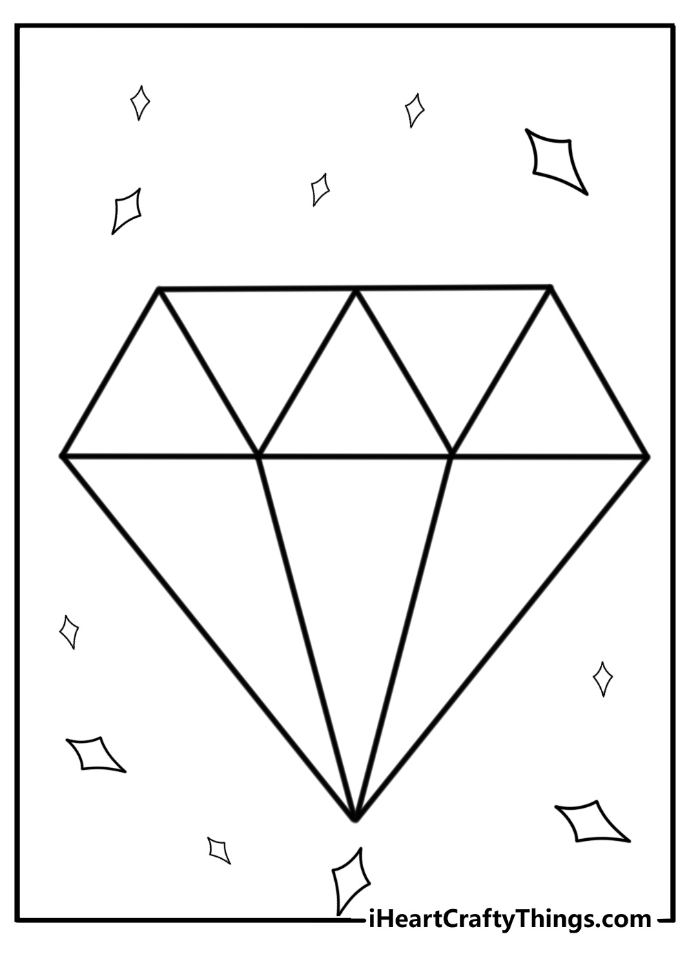 Diamond with twinkling stars free printable coloring page