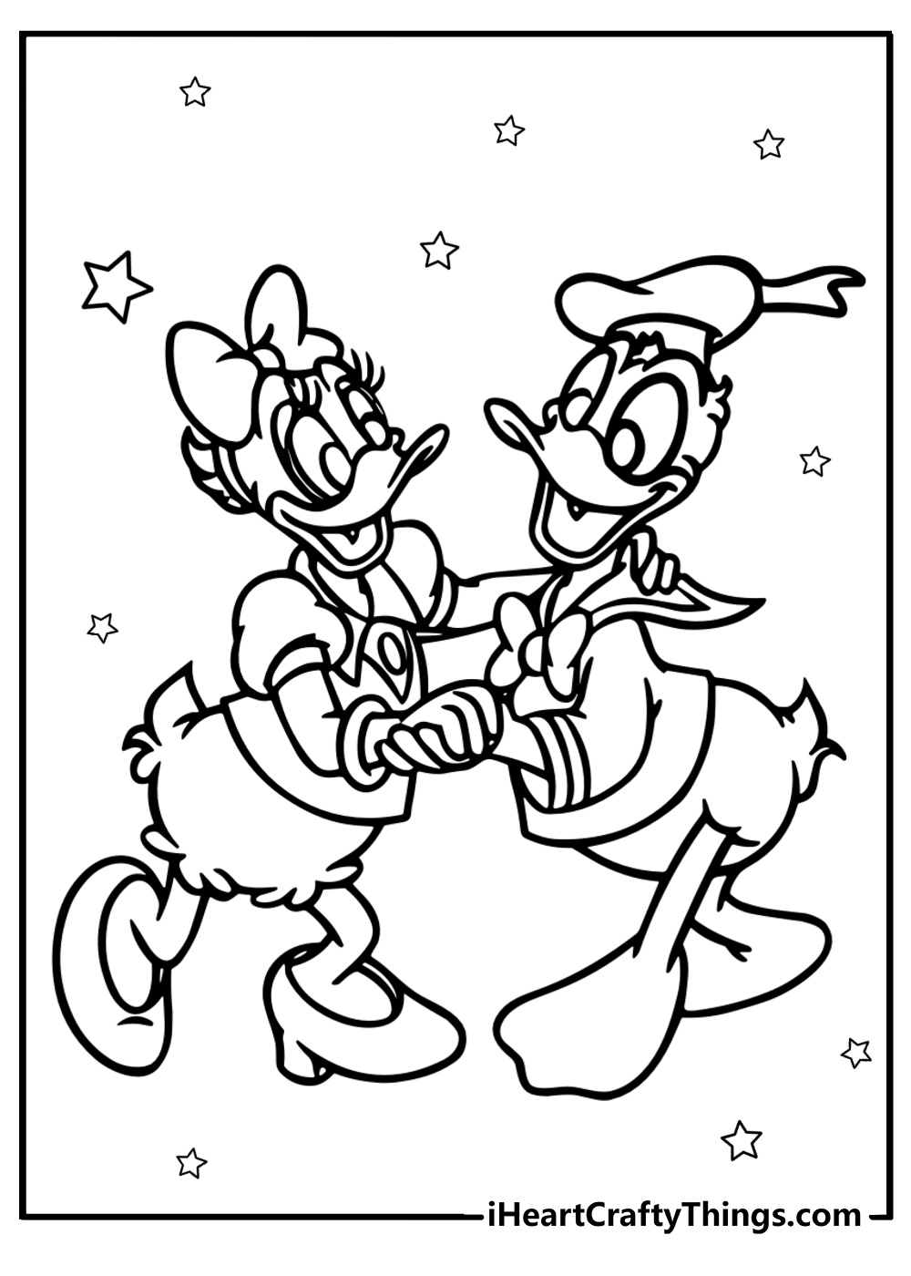 Donald duck and daisy duck together printable coloring page