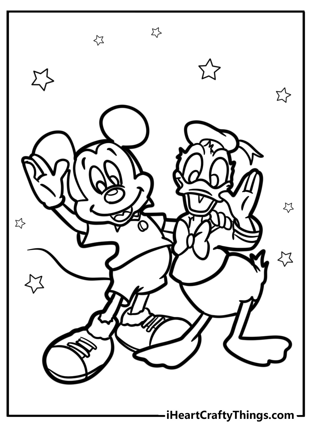 Donald duck and mickey mouse together free coloring page pdf