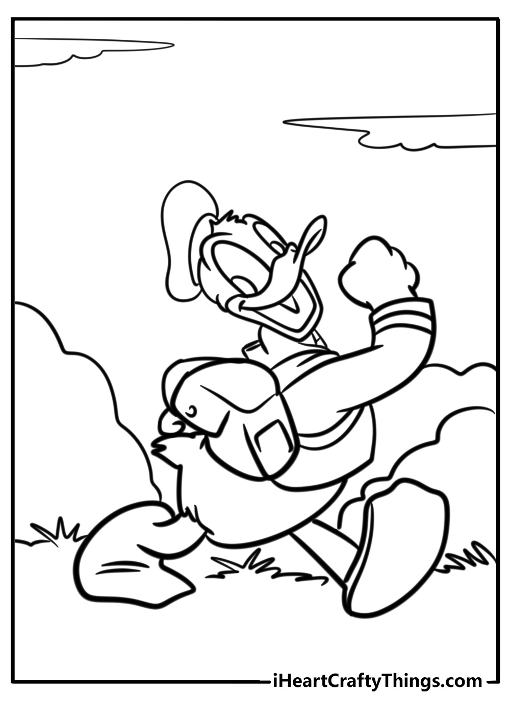 Donald duck going on an adventure printable coloring page