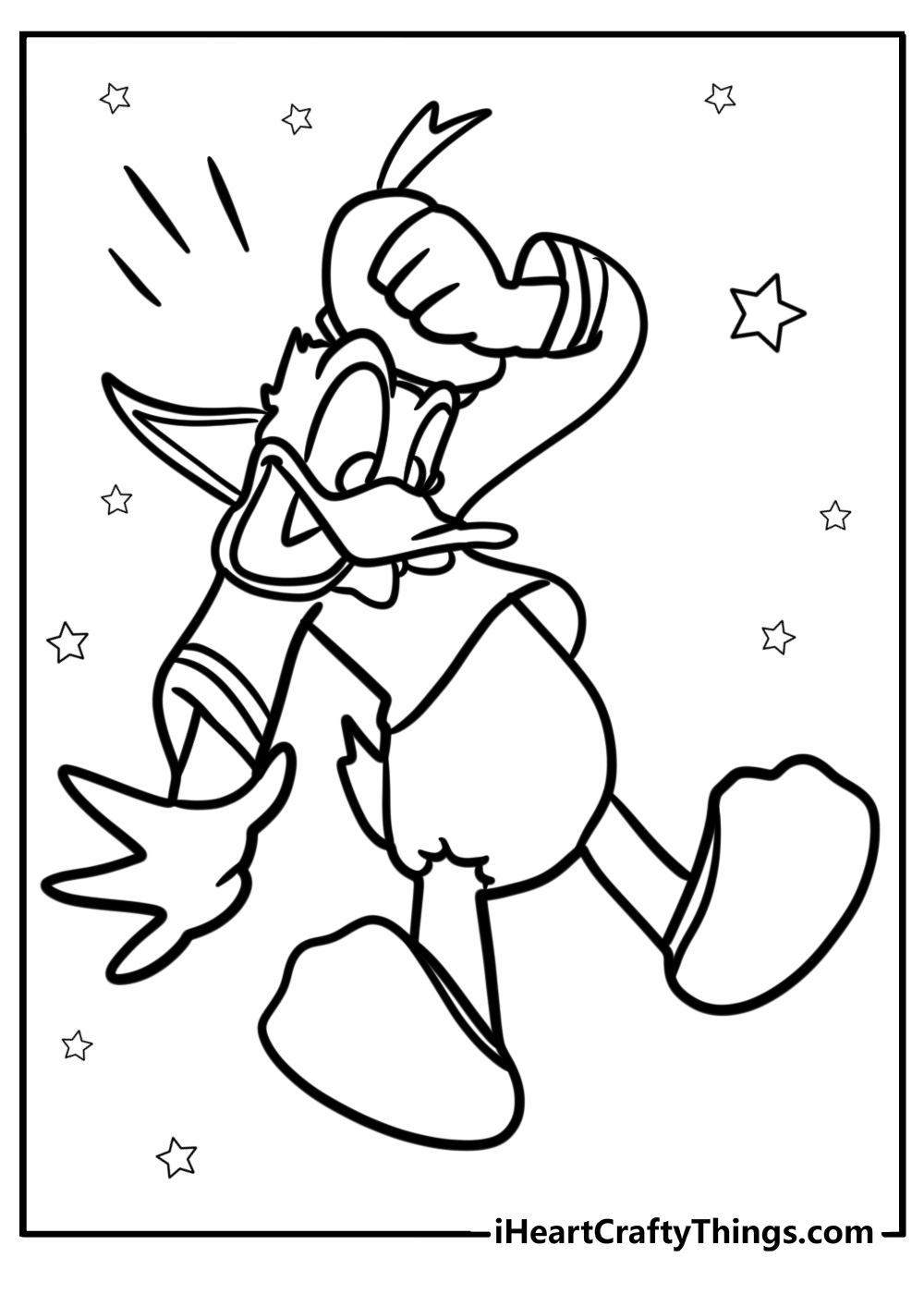 Donald duck looking surprised detailed coloring sheet