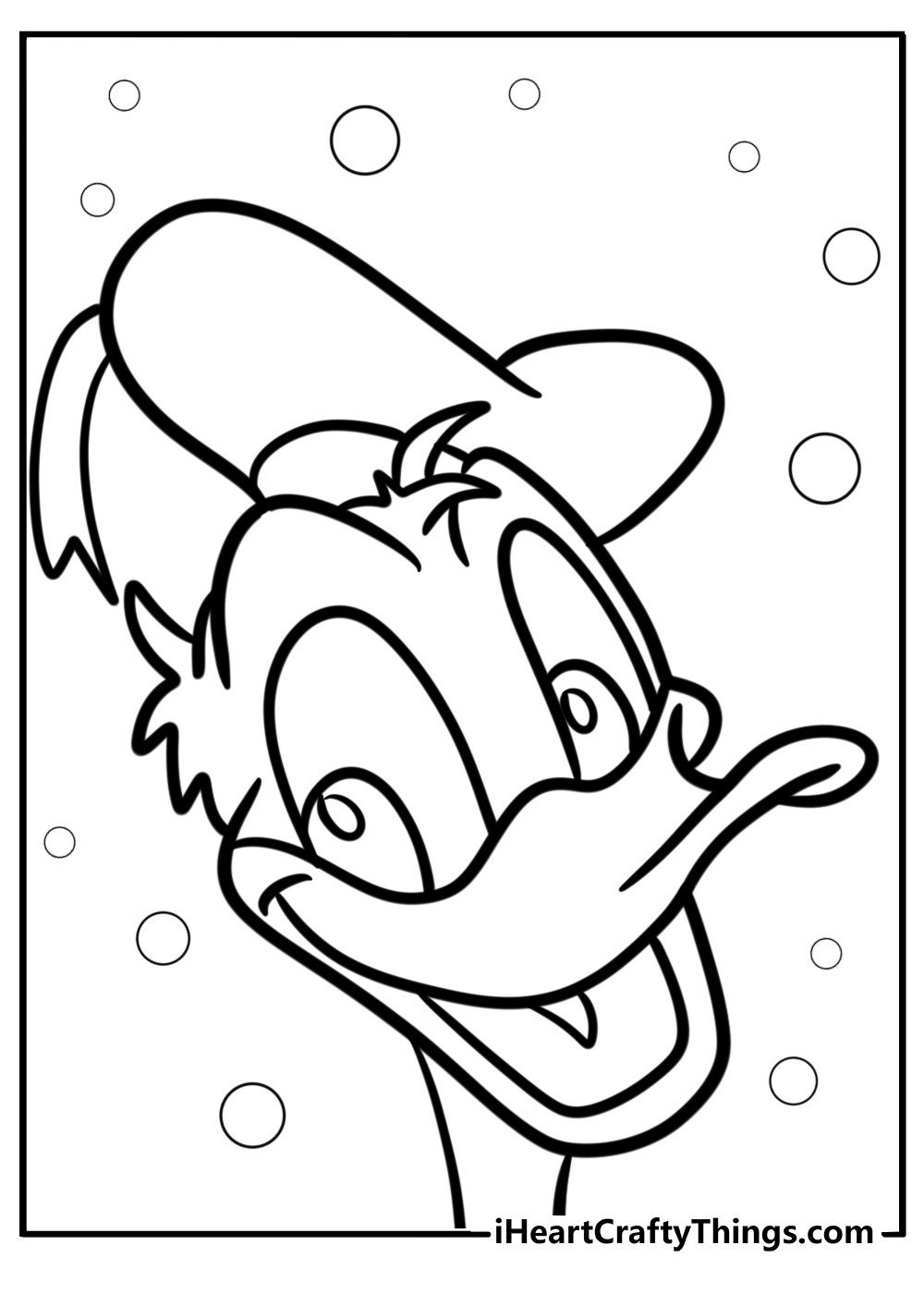 Donald duck with a big smile detailed coloring sheet