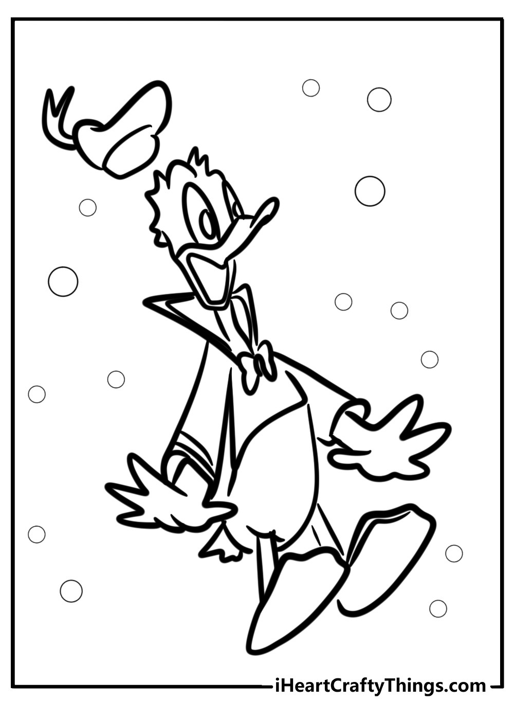 Donald duck with a surprised expression detailed coloring sheet