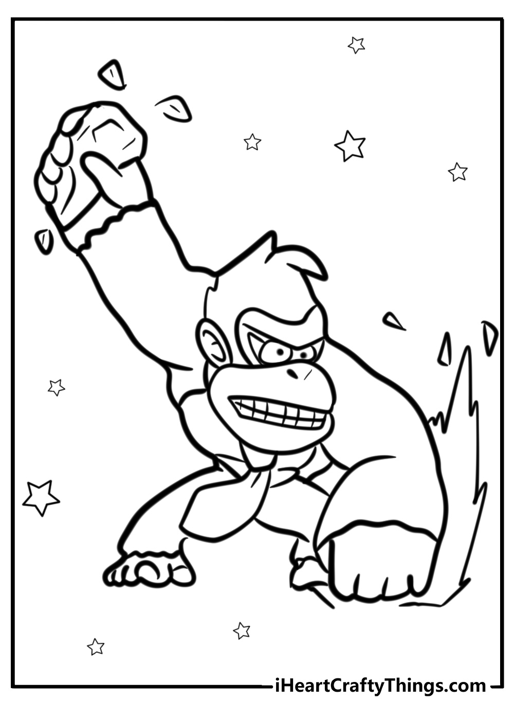 Donkey kong smashing the ground fun coloring sheet