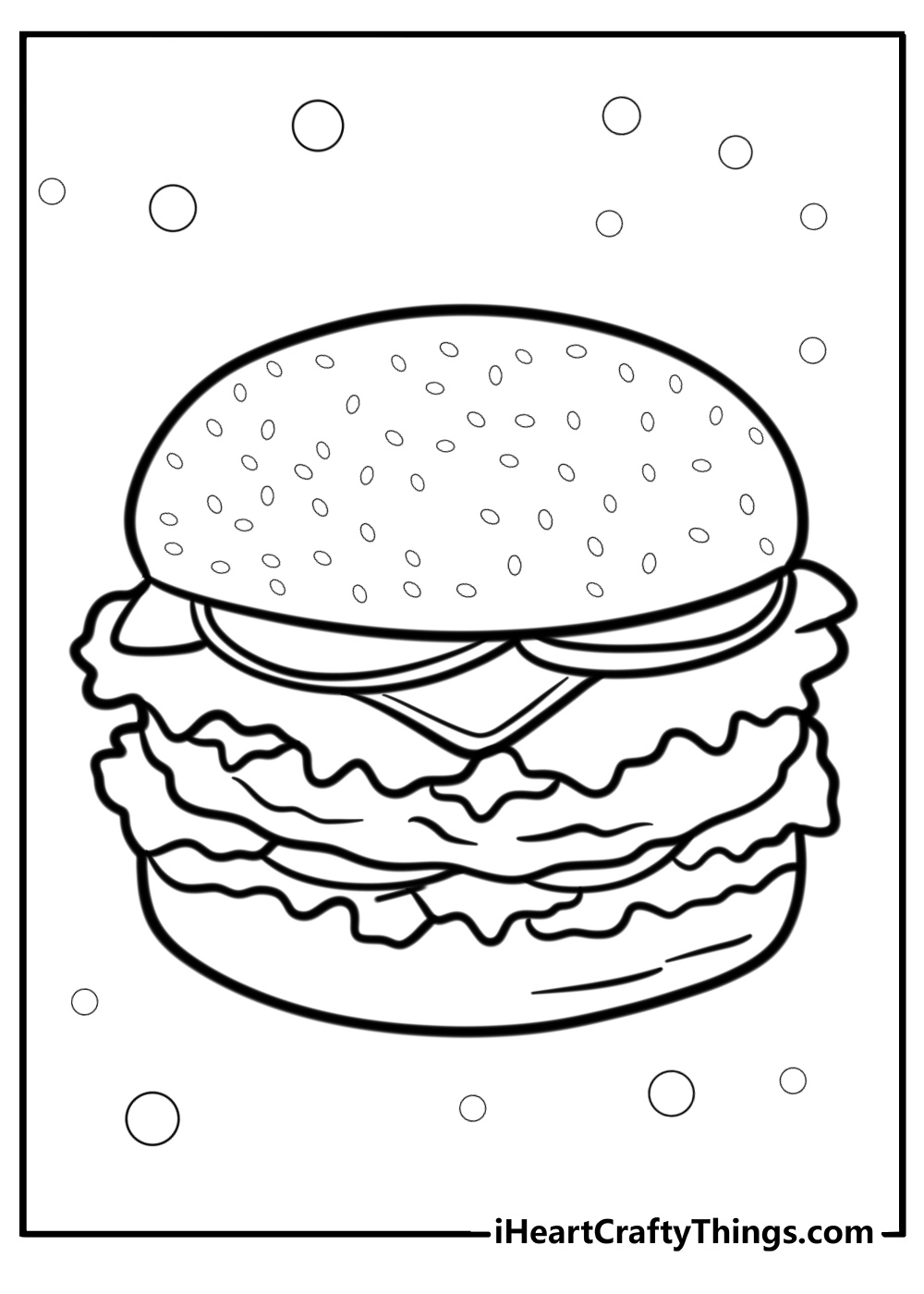 Double cheeseburger with lettuce coloring page