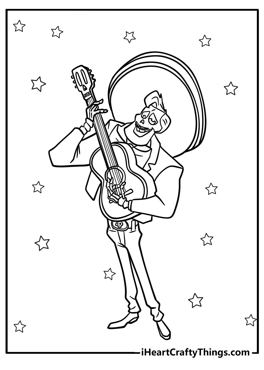 Ernesto de la cruz performing detailed coco coloring sheet