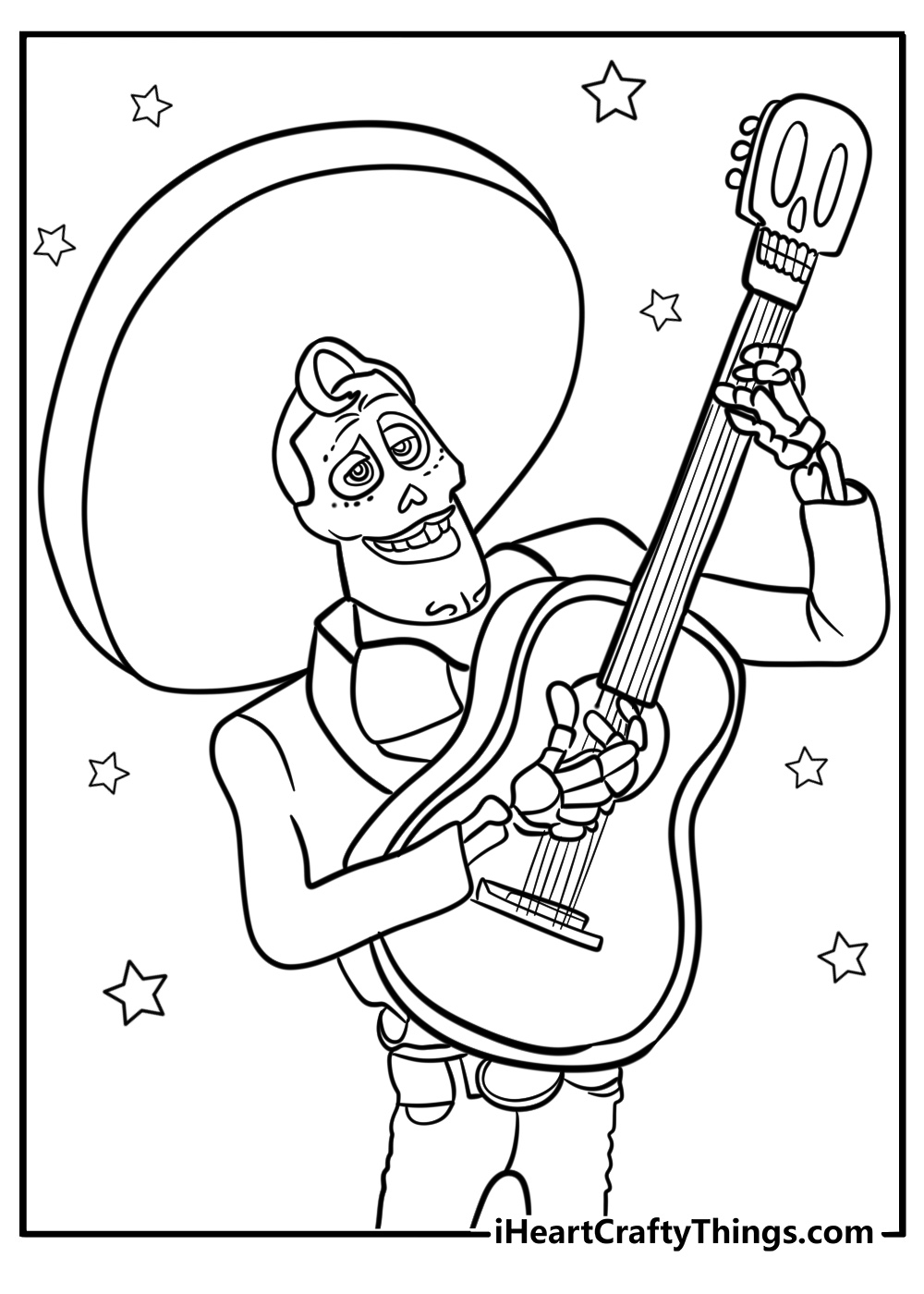 Ernesto de la cruz singing on stage free coloring page pdf