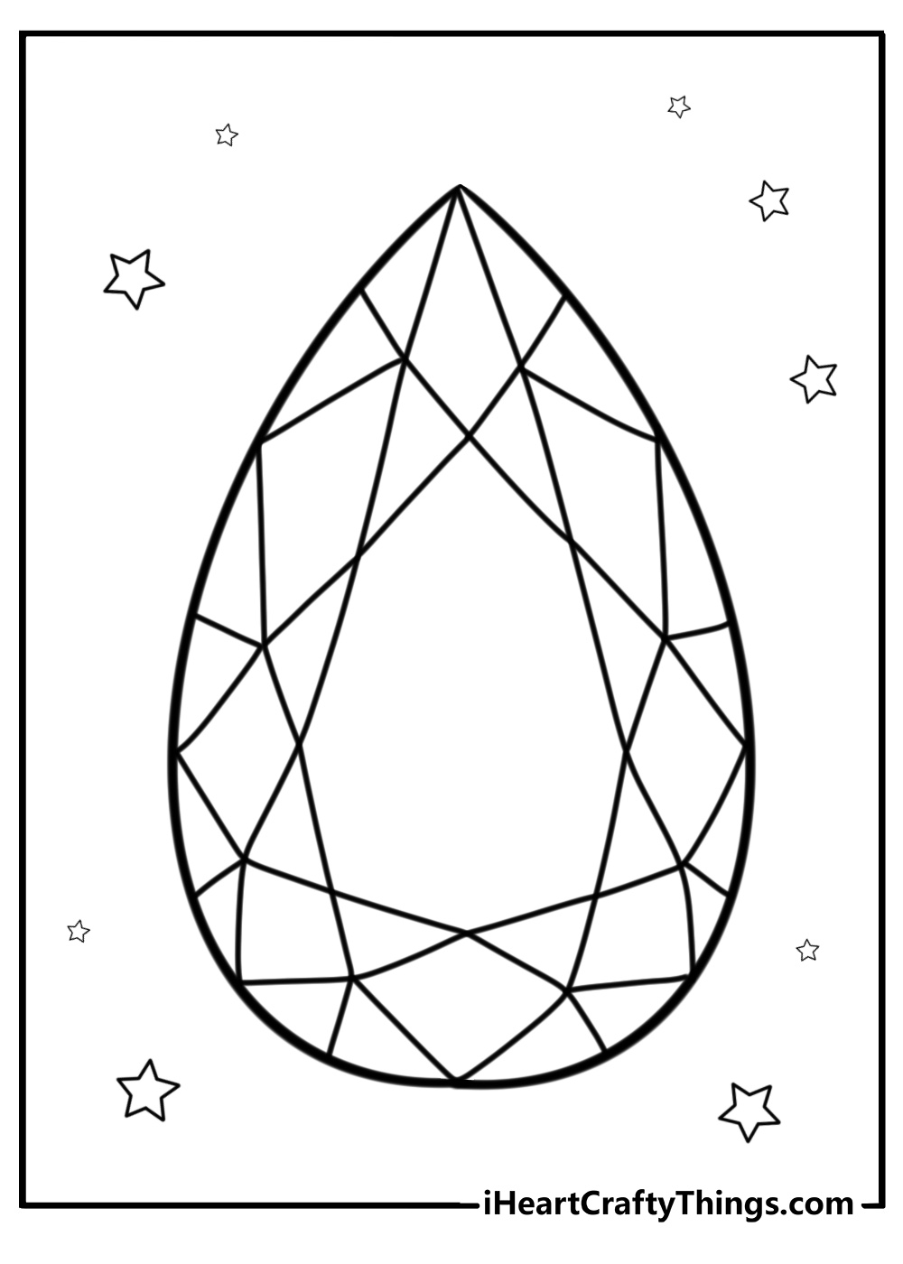 Fancy cut diamond shining bright fun coloring sheet