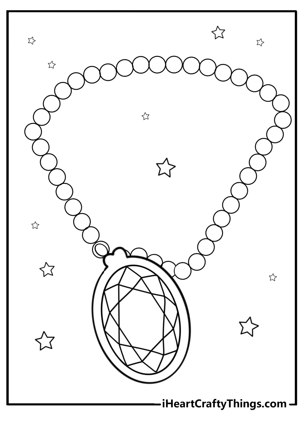 Fancy diamond necklace with gemstones free coloring page pdf