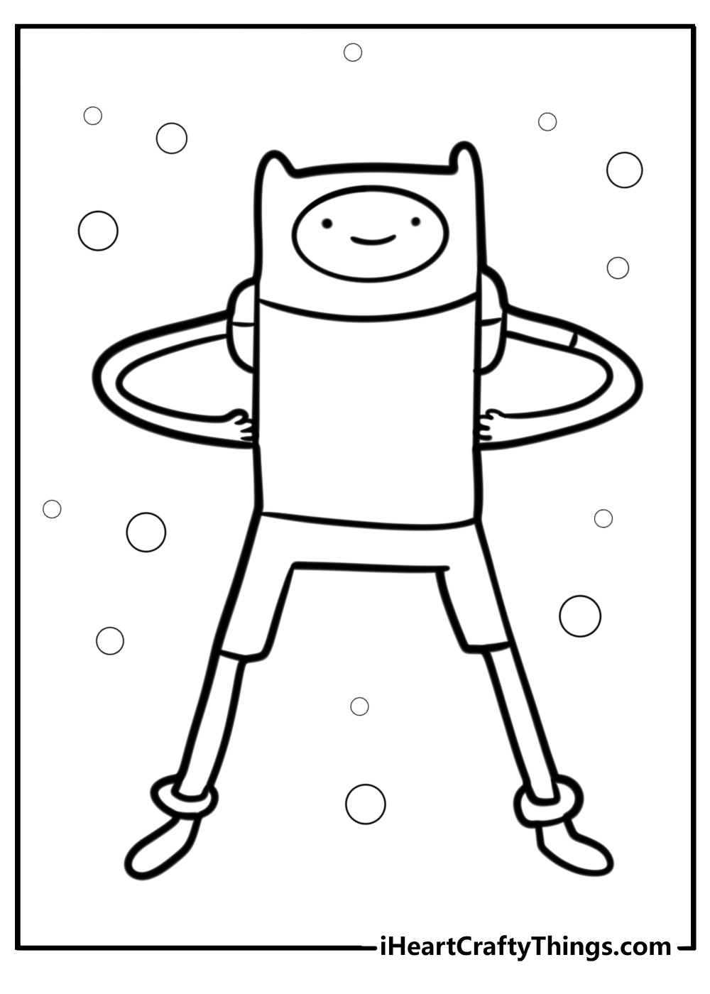 Finn in a heroic pose coloring page for kids