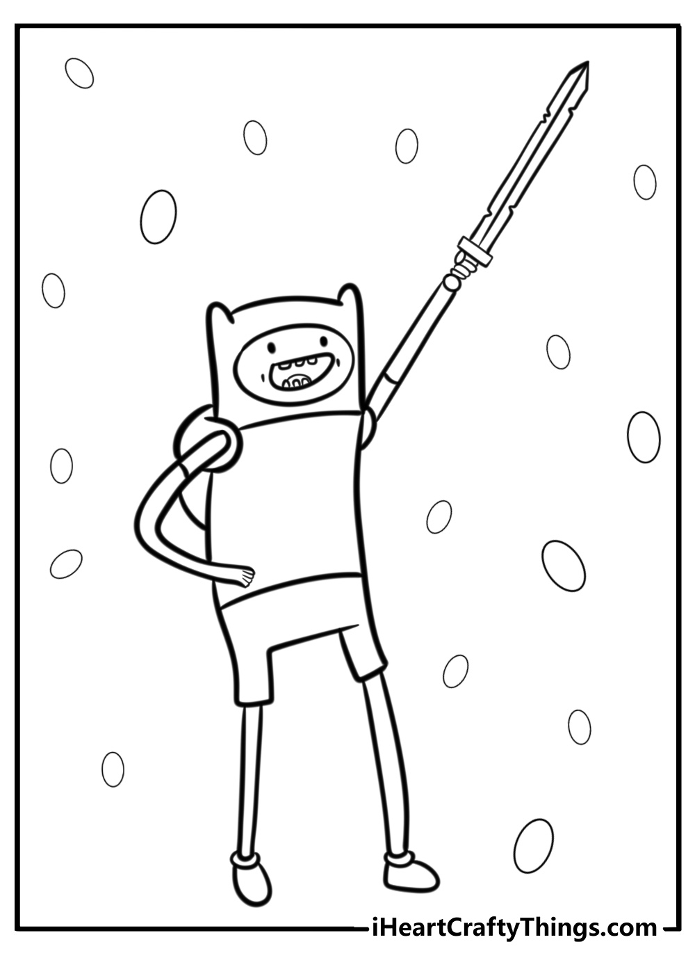 Finn the human with his sword coloring page for kids