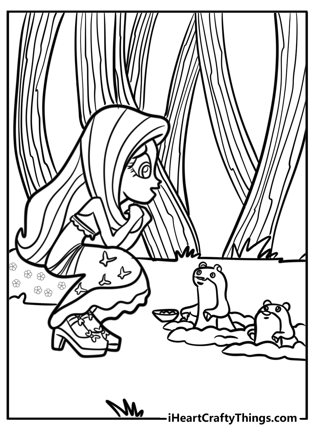 Fluttershy feeding animals detailed coloring sheet