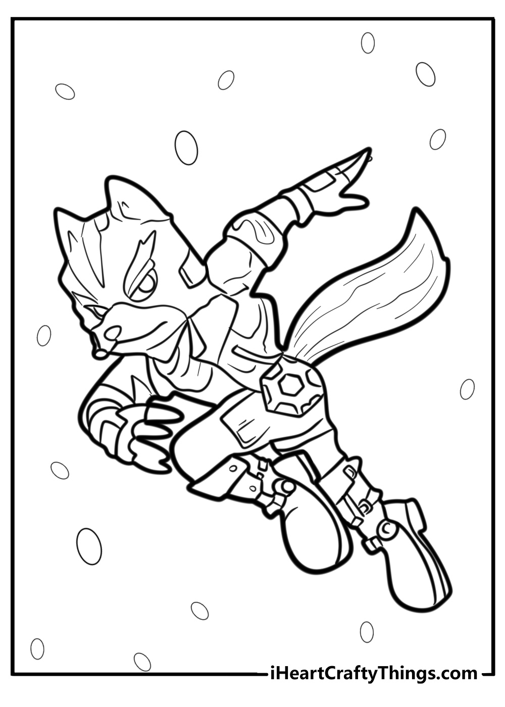 Fox mccloud in battle stance coloring page for kids