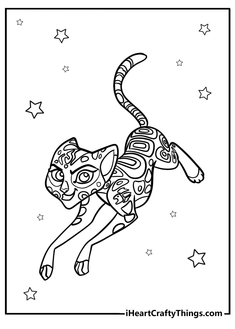 Fuli the cheetah running fast fun printable coloring sheet